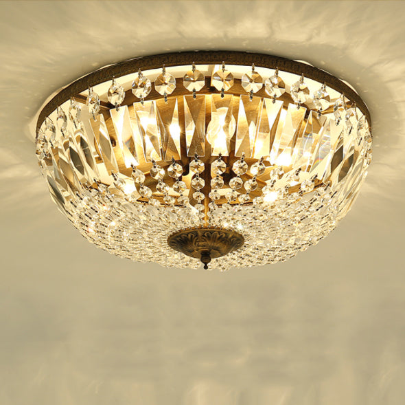 Vintage Round Crystal 6-Light Flush Mount Ceiling Light