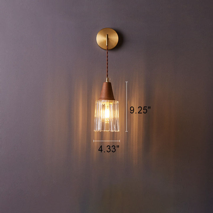 Traditional Cylinder Walnut Wall Sconce