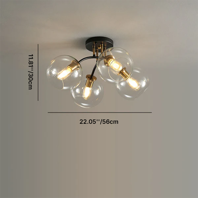 Modern Luxury Iron Glass Magic Bean Round 4/6/8 Light Semi-Flush Mount Ceiling Light For Bedroom