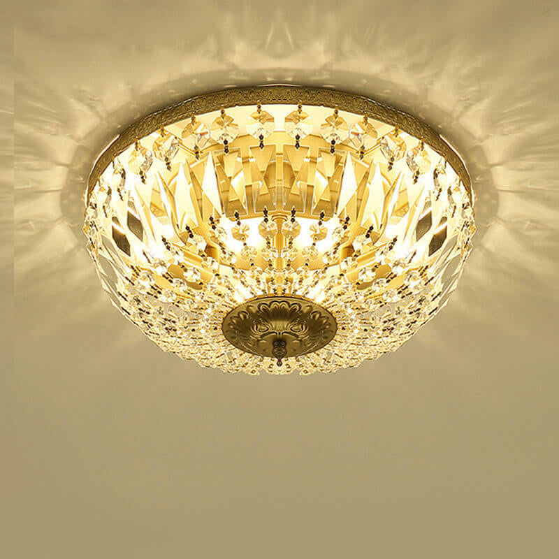 Vintage Round Crystal 6-Light Flush Mount Ceiling Light