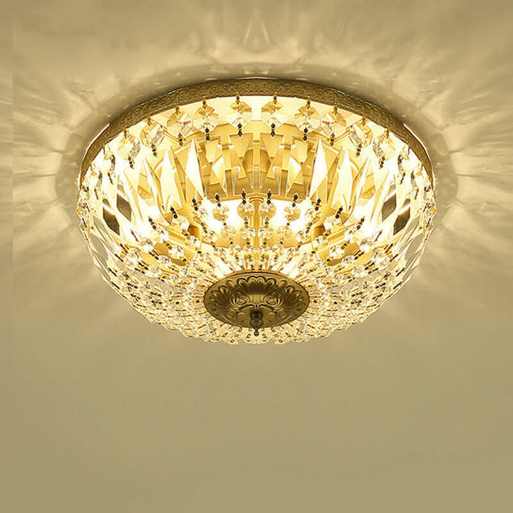 Vintage Round Crystal 6-Light Flush Mount Ceiling Light