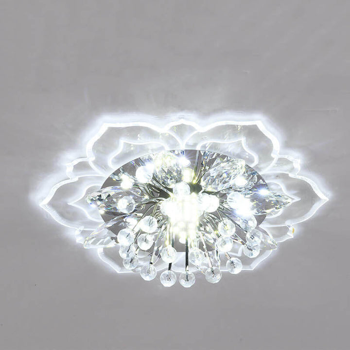 Modern Flower Crystal LED Flush Mount Ceiling Light