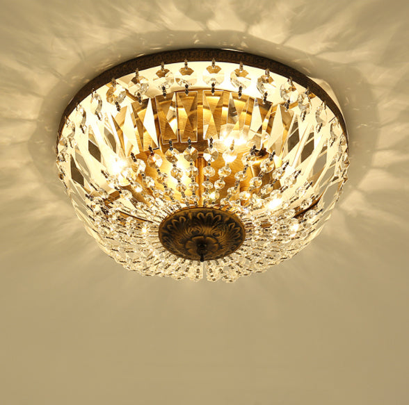 Vintage Round Crystal 6-Light Flush Mount Ceiling Light