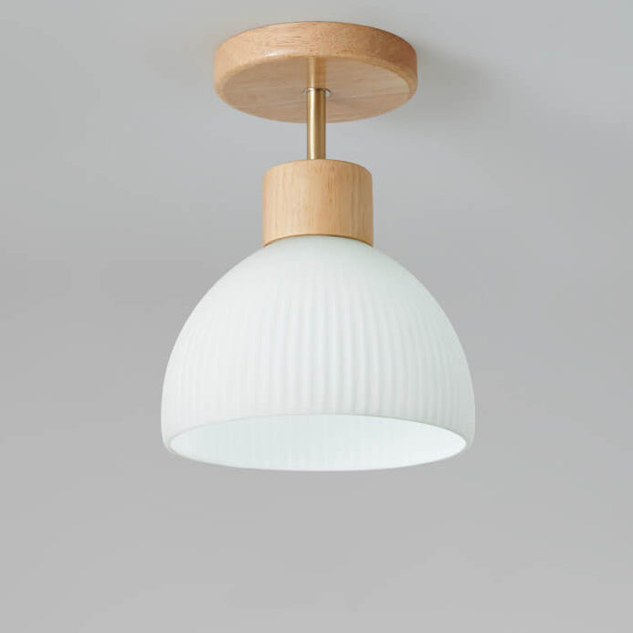 Nordic Round Glass Semi-Flush Ceiling Light