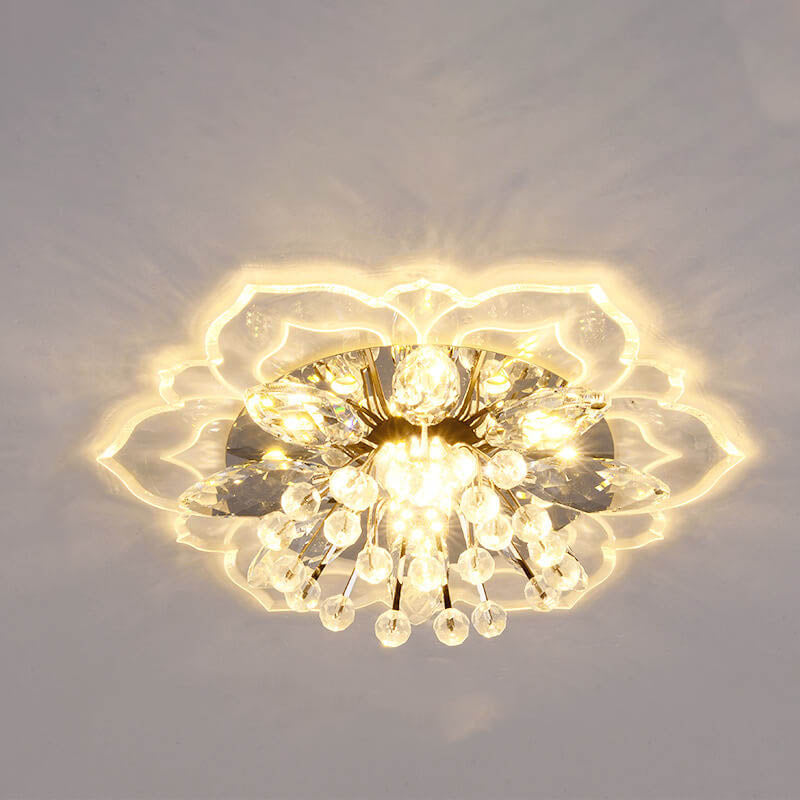 Modern Flower Crystal LED Flush Mount Ceiling Light