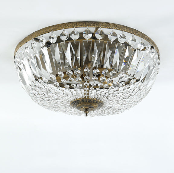 Vintage Round Crystal 6-Light Flush Mount Ceiling Light