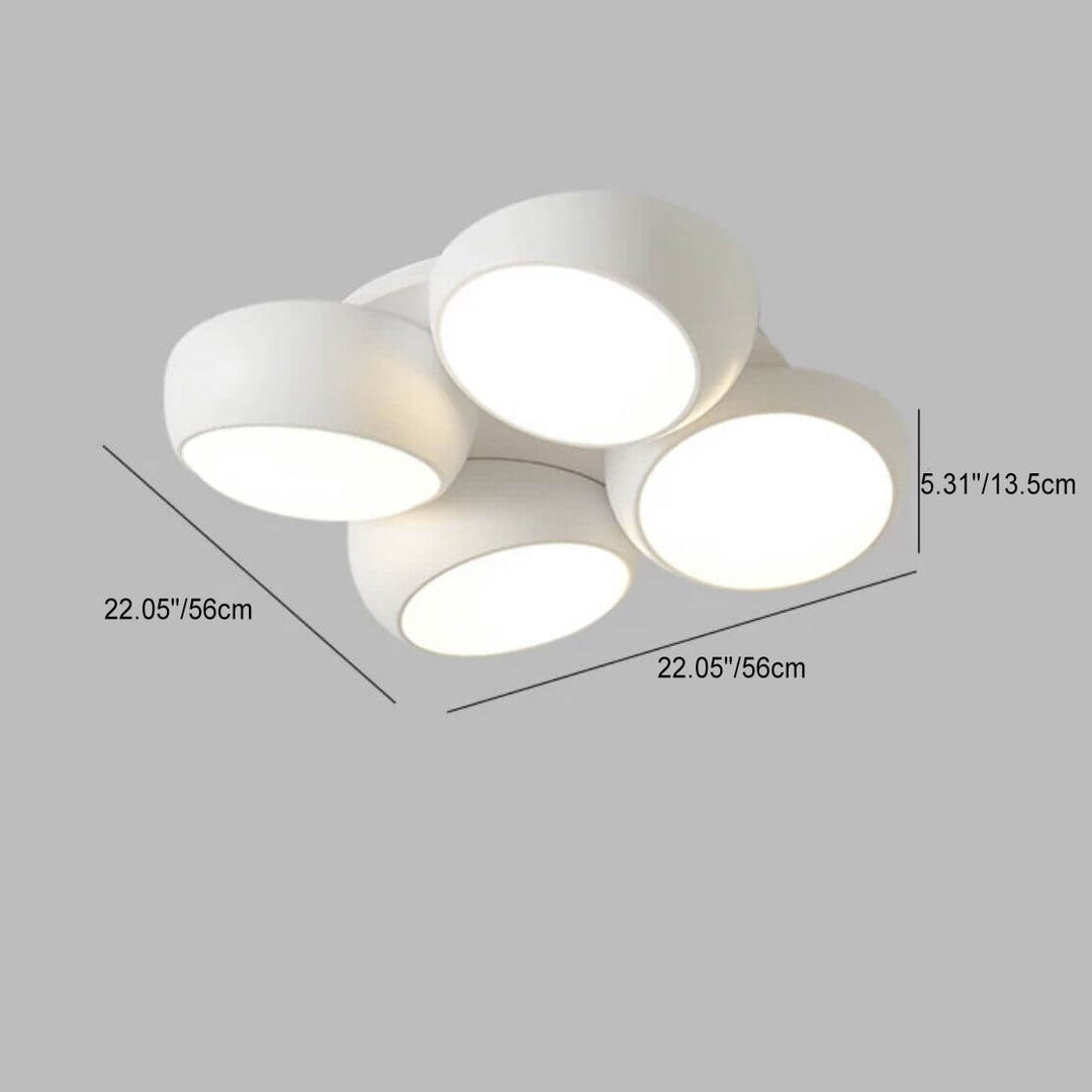 Black Nordic Round Iron LED Semi-Flush Ceiling Light