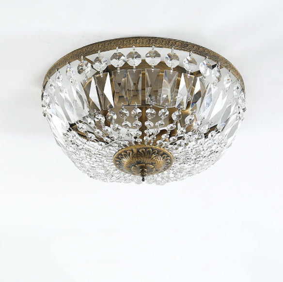 Vintage Round Crystal 6-Light Flush Mount Ceiling Light