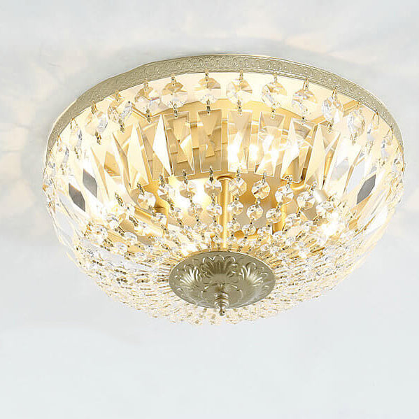 Vintage Round Crystal 6-Light Flush Mount Ceiling Light