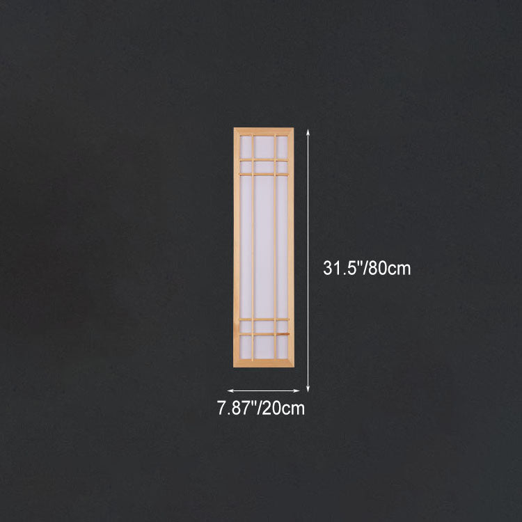 Japanese Traditional Solid Wood LED Wall Sconce