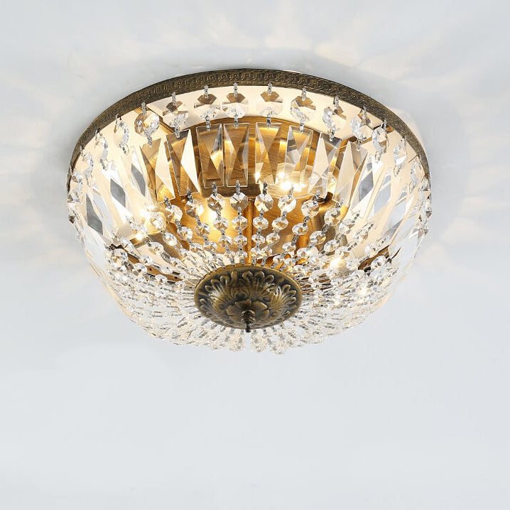 Vintage Round Crystal 6-Light Flush Mount Ceiling Light