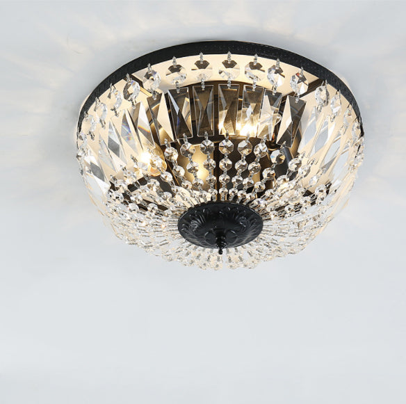 Vintage Round Crystal 6-Light Flush Mount Ceiling Light
