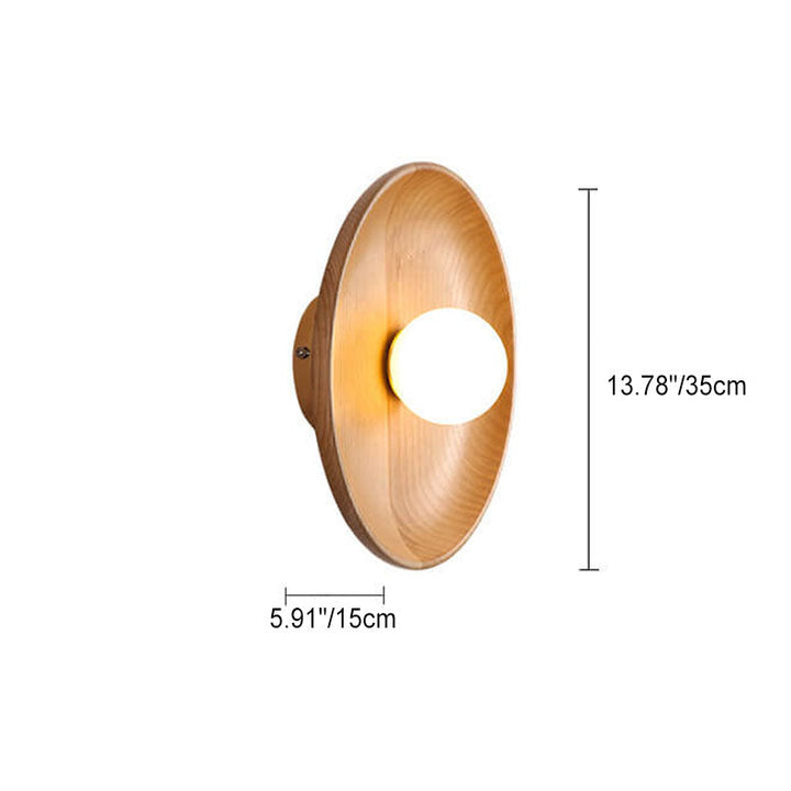 Minimalist Round Solid Wood Wall Sconce