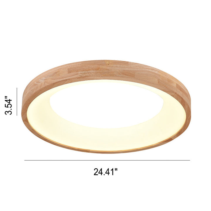 Minimalist Round Wood LED Flush Mount Ceiling Light