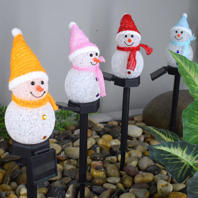 Solar Rice Ball Snowman LED Floor Lamp