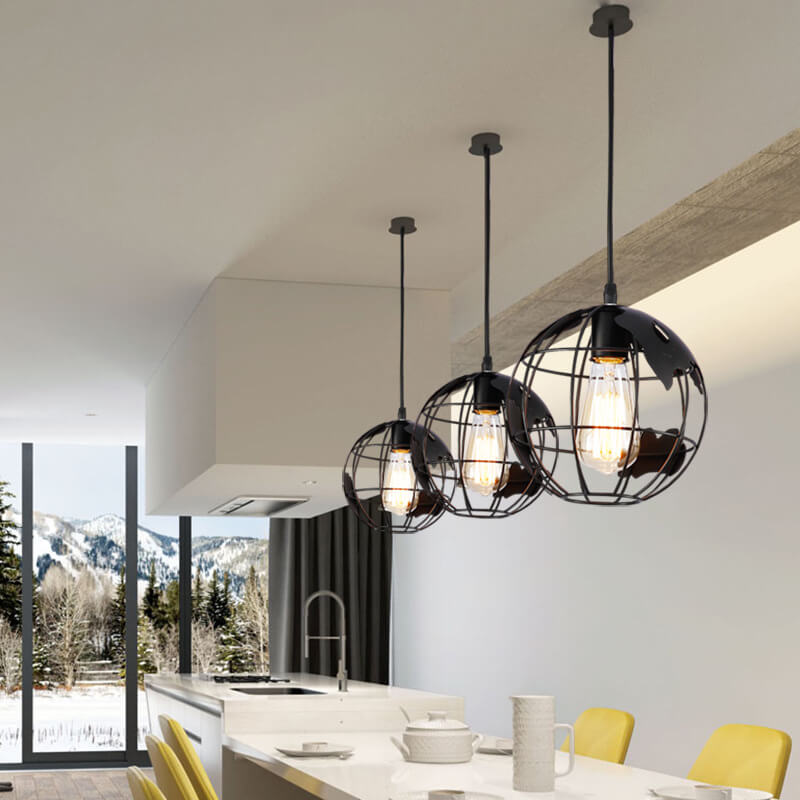Earth Contemporary Round Iron Pendant Light