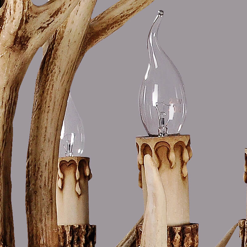 Contemporary Industrial Antler Metal Resin 6-Light Chandeliers for Living Room
