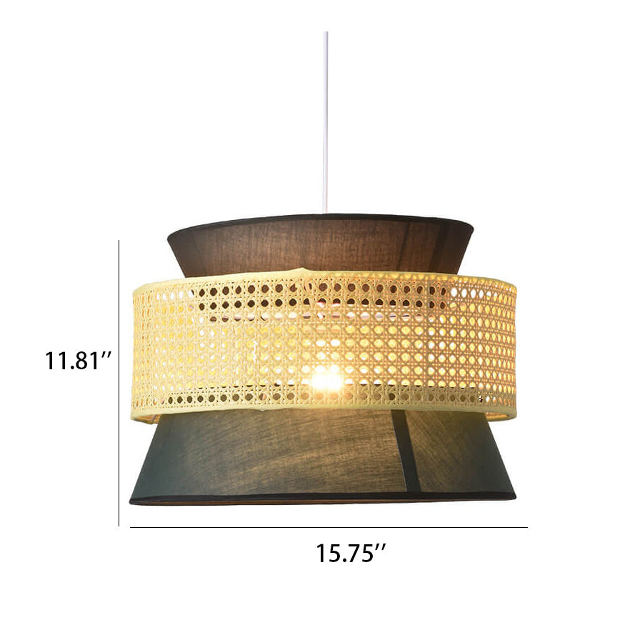 Modern Drum Rattan Pendant Light