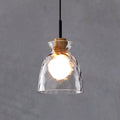 Modern Minimalist Clear Rippled Glass Iron Shaded 1-Light Pendant Light for Living Room