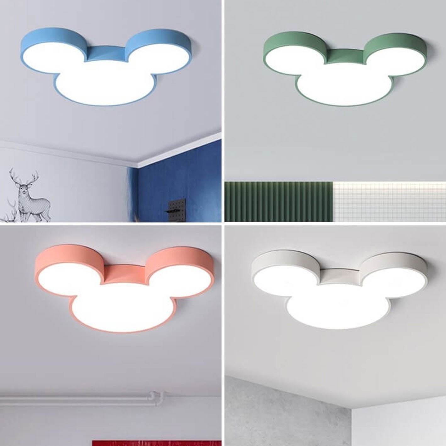 Contemporary Creative Mouse Cartoon Slim LED Flush Mount Ceiling Light For Living Room & Bedroom