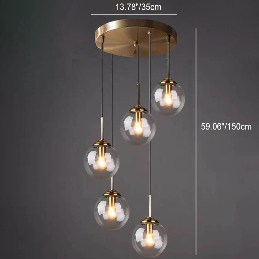 Contemporary Spherical Copper 5-Light Chandelier