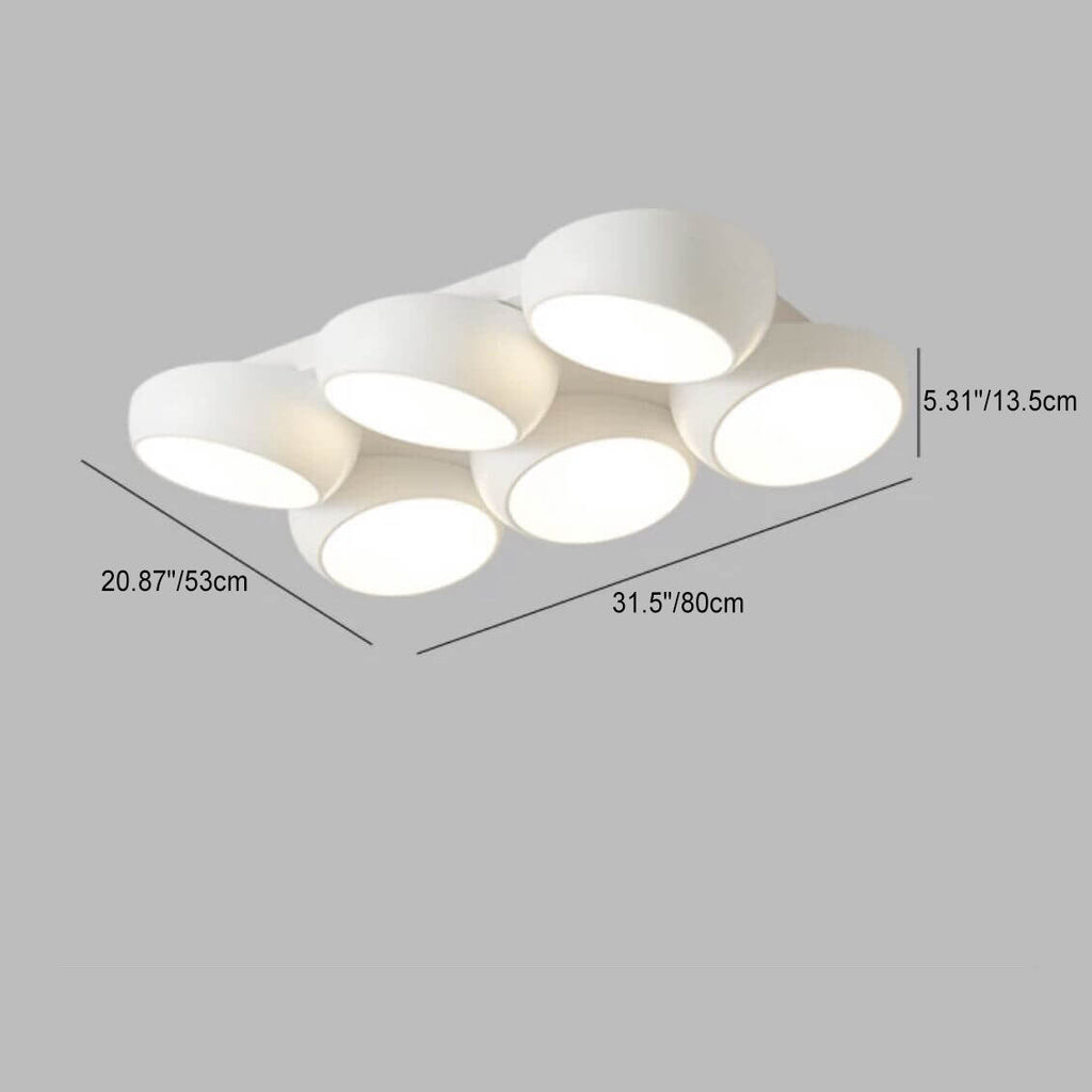 Scandinavian Modern Minimalist Iron Plastic Round LED Semi-Flush Mount Ceiling Light