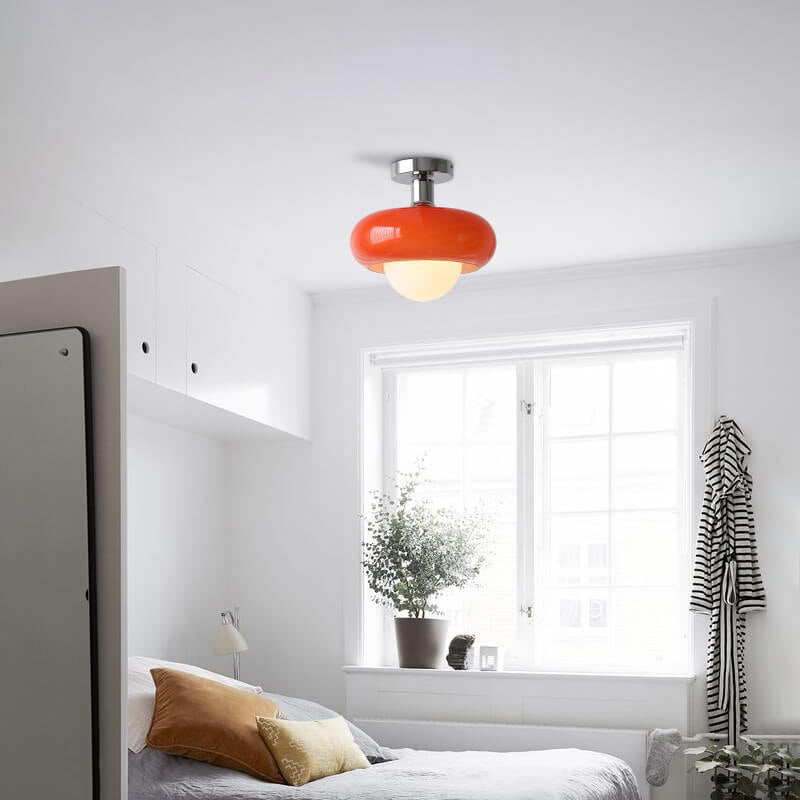 Modern Glass Semi-Flush Ceiling Light