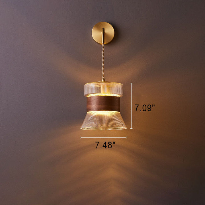 Traditional Cylinder Walnut Wall Sconce
