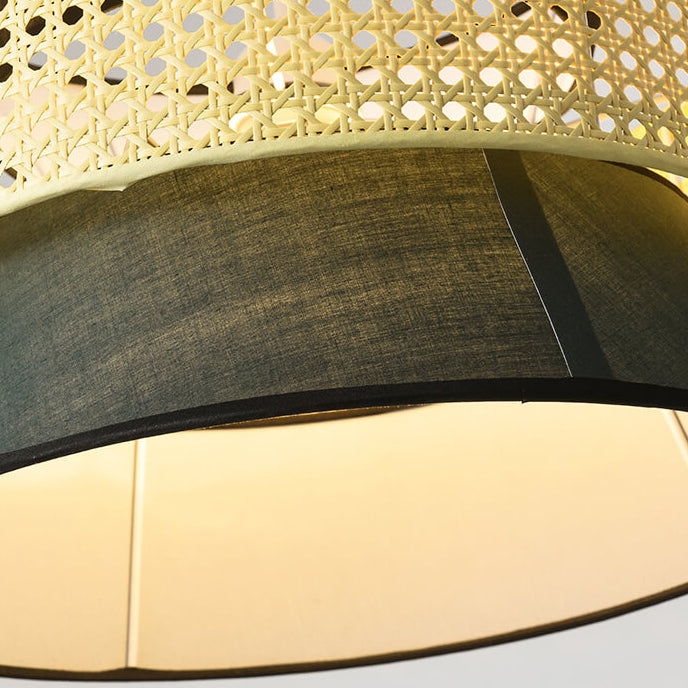 Modern Drum Rattan Pendant Light