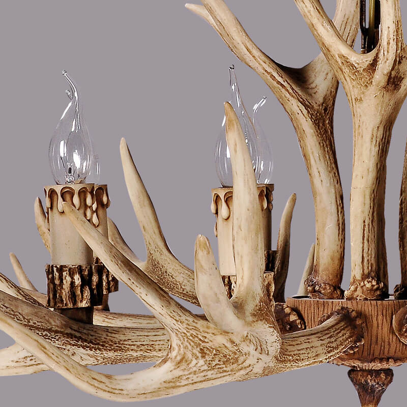 Contemporary Industrial Antler Metal Resin 6-Light Chandeliers for Living Room