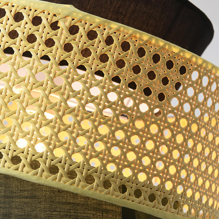 Modern Drum Rattan Pendant Light