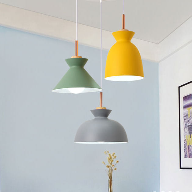 Contemporary Dome Wood Pendant Light