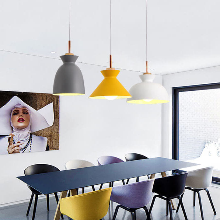 Contemporary Dome Wood Pendant Light