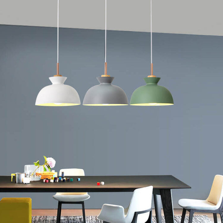 Contemporary Dome Wood Pendant Light