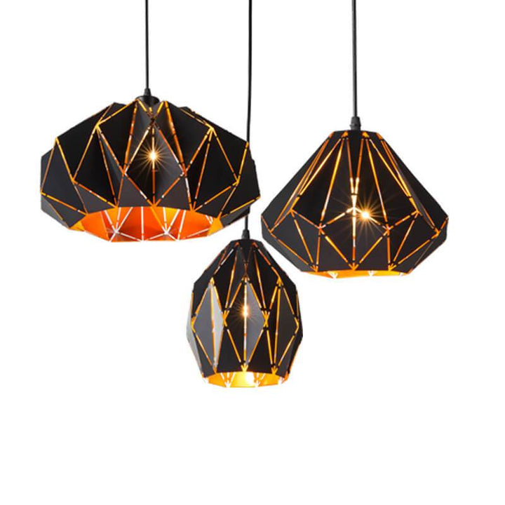 Vintage Geometric Wrought Iron Pendant Light
