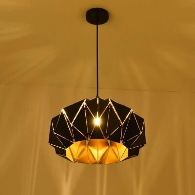 Vintage Geometric Wrought Iron Pendant Light