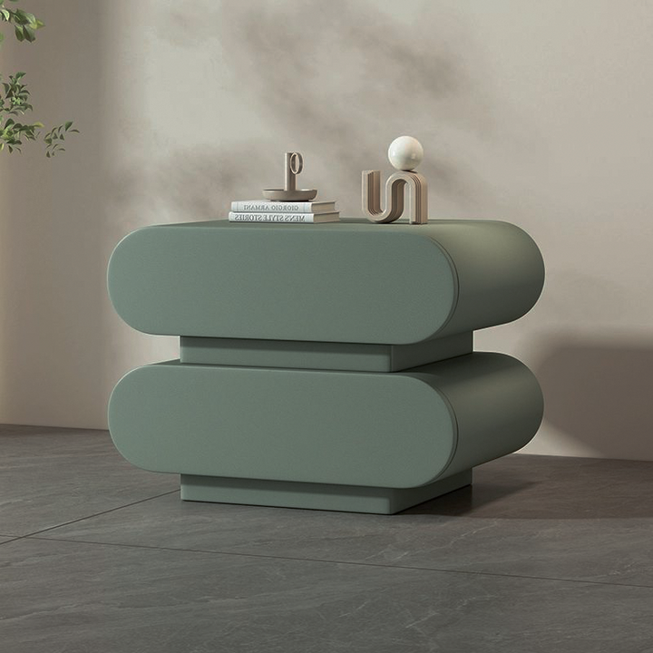 Microfiber Contemporary Square Leather Nightstand