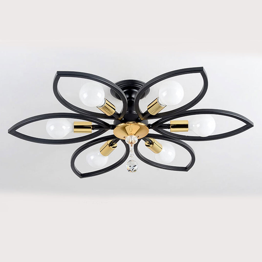 Nordic Light Luxury Wrought Iron Crystal 6/8-Light Flush Mount Ceiling Light