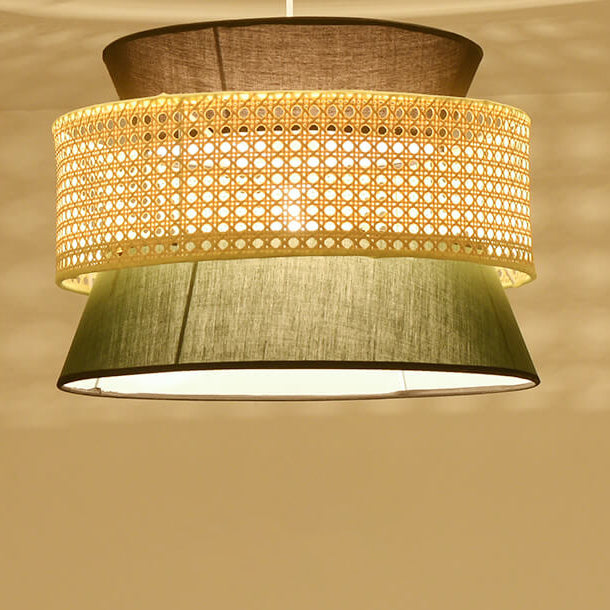 Modern Drum Rattan Pendant Light