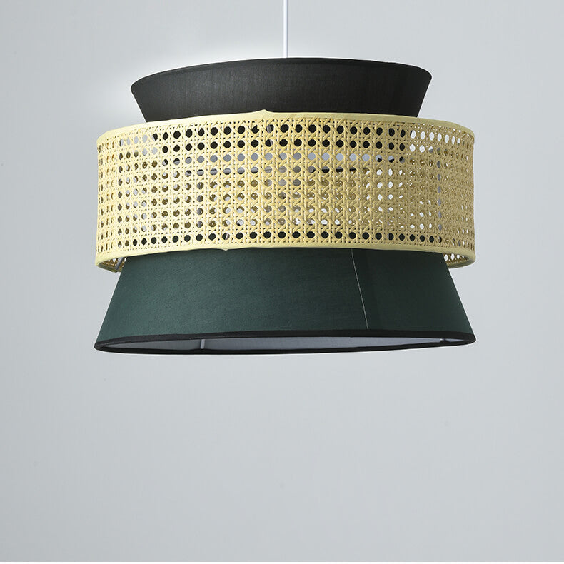 Modern Drum Rattan Pendant Light