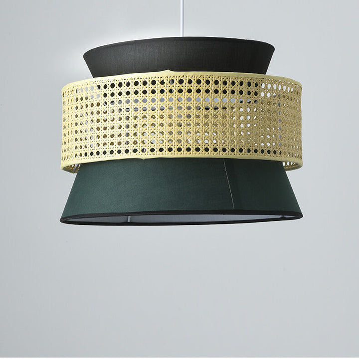 Modern Drum Rattan Pendant Light
