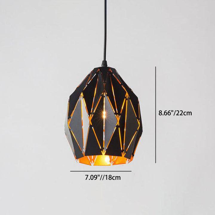 Vintage Geometric Wrought Iron Pendant Light