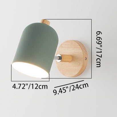 Contemporary Cylinder Solid Wood Rotatable Wall Sconce