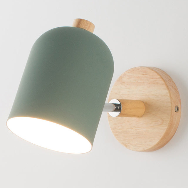 Contemporary Cylinder Solid Wood Rotatable Wall Sconce