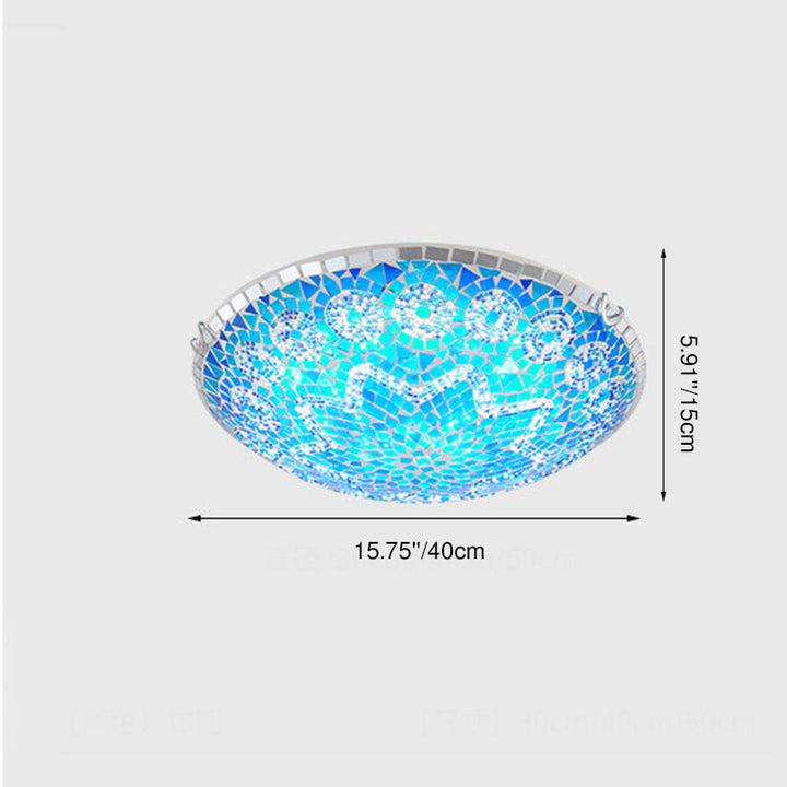 Traditional Round Glass 4-Light Flush Mount Ceiling Light
