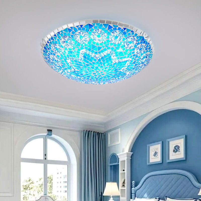 Traditional Round Glass 4-Light Flush Mount Ceiling Light