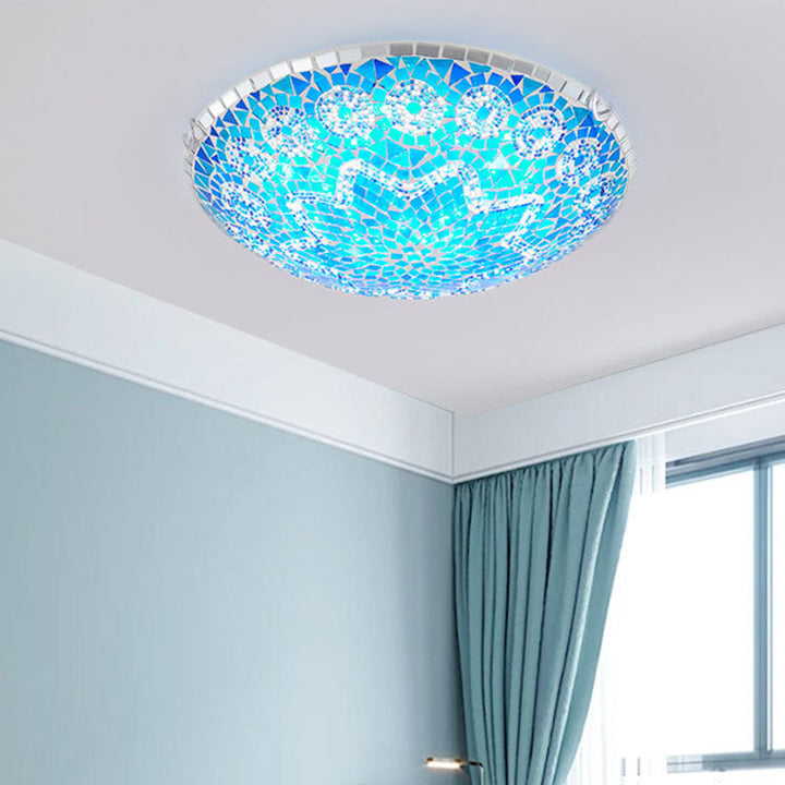 Traditional Round Glass 4-Light Flush Mount Ceiling Light