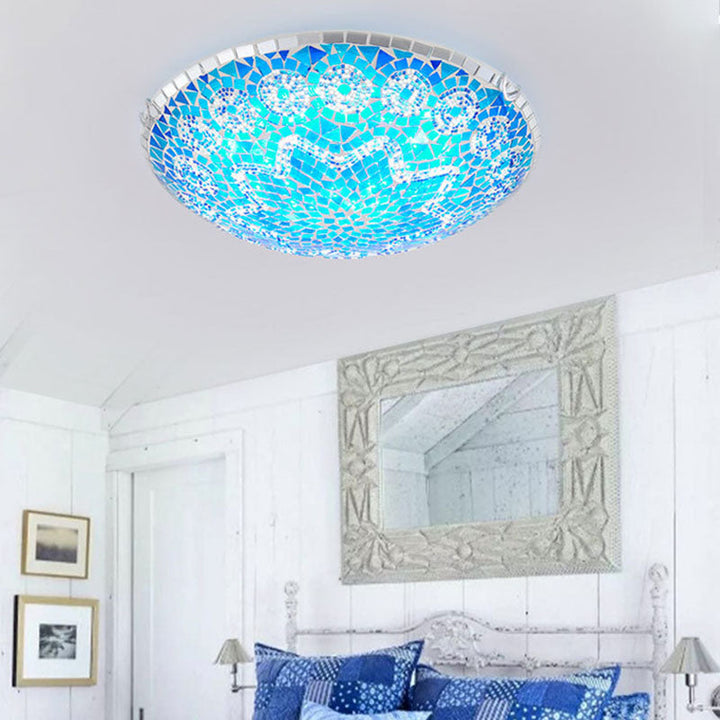 Traditional Round Glass 4-Light Flush Mount Ceiling Light