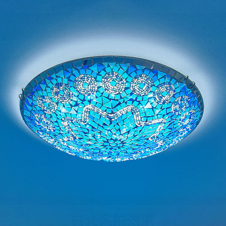 Traditional Round Glass 4-Light Flush Mount Ceiling Light