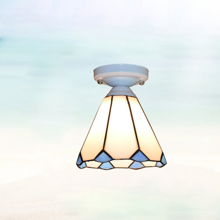 Traditional Glass Semi-Flush Ceiling Light